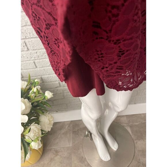 Jodi Kristopher Girls Fit and Flare Burgandy Lace Dress Size 1 juniors NWT - Picture 6 of 10